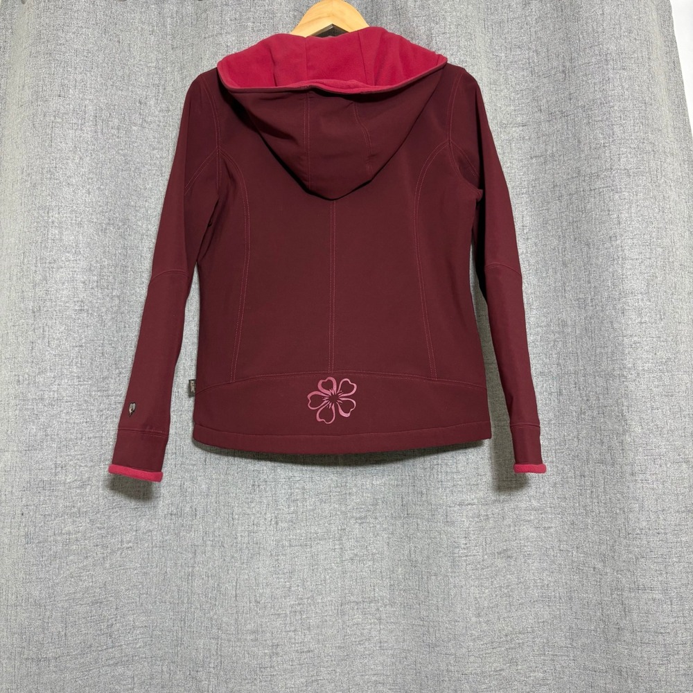 Kuhl Softshell Jacket Women Small Burgundy Heart Floral Embroidered Hooded - Picture 3 of 10